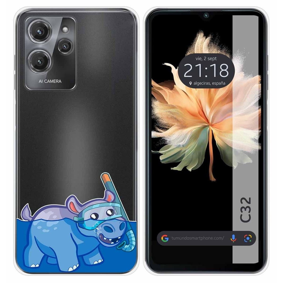 Funda Silicona Transparente para Oukitel C32 diseño Hipo Dibujos