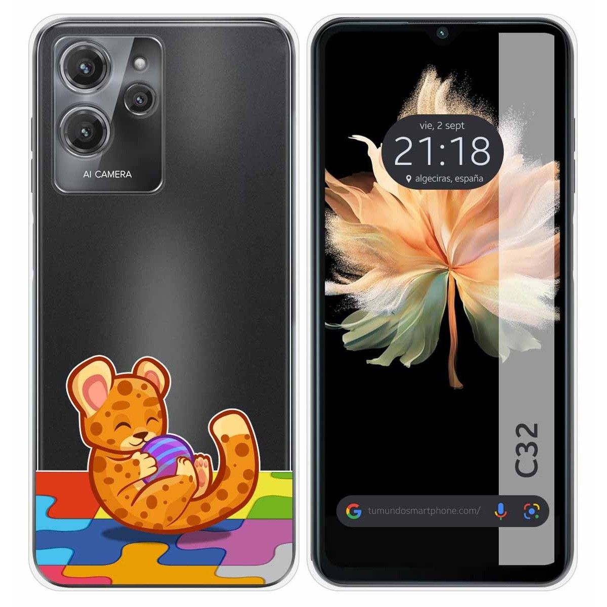 Funda Silicona Transparente para Oukitel C32 diseño Leopardo Dibujos