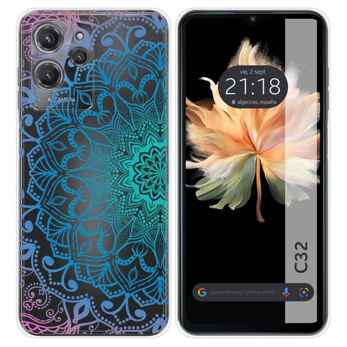 Funda Silicona Transparente para Oukitel C32 diseño Mandala Dibujos