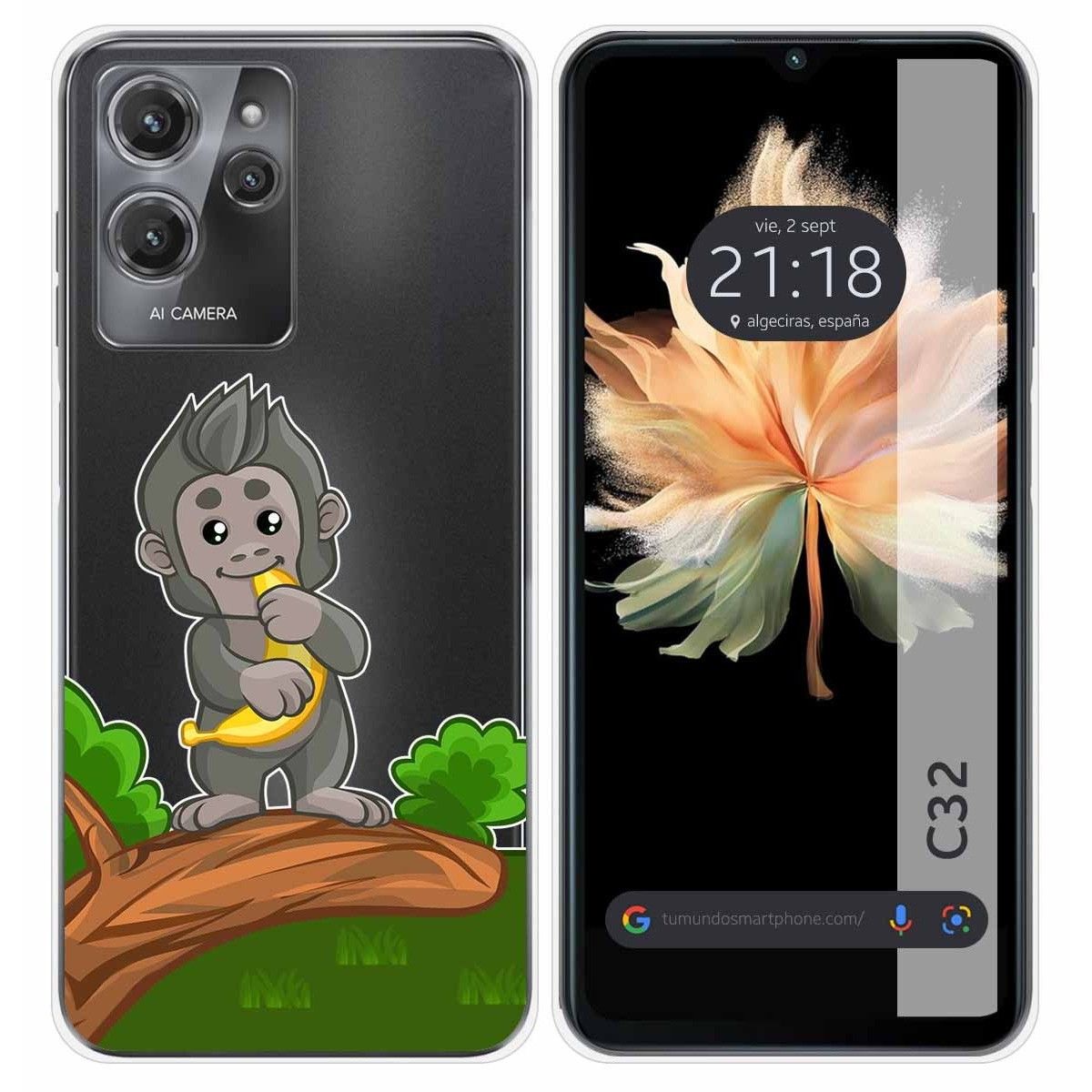 Funda Silicona Transparente para Oukitel C32 diseño Mono Dibujos
