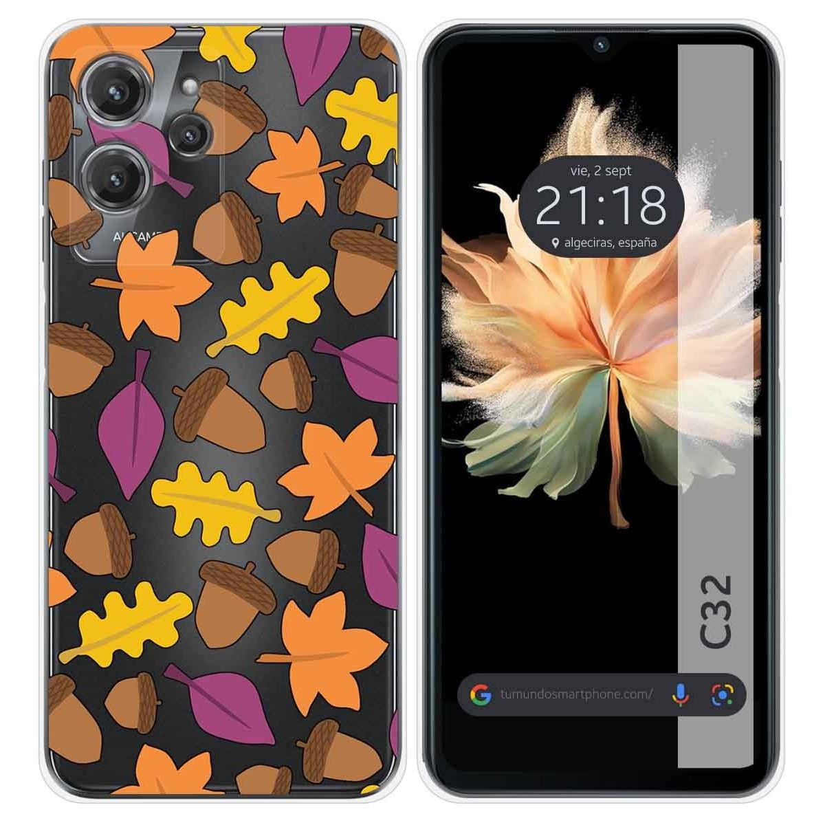 Funda Silicona Transparente para Oukitel C32 diseño Otoño Dibujos
