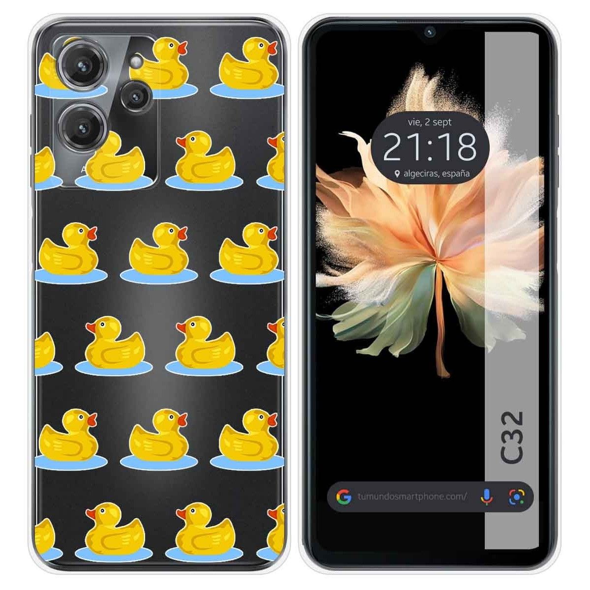 Funda Silicona Transparente para Oukitel C32 diseño Pato Dibujos
