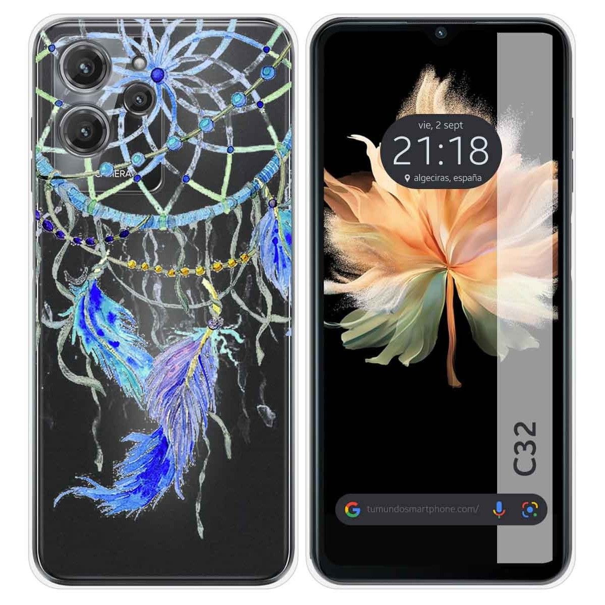 Funda Silicona Transparente para Oukitel C32 diseño Plumas Dibujos