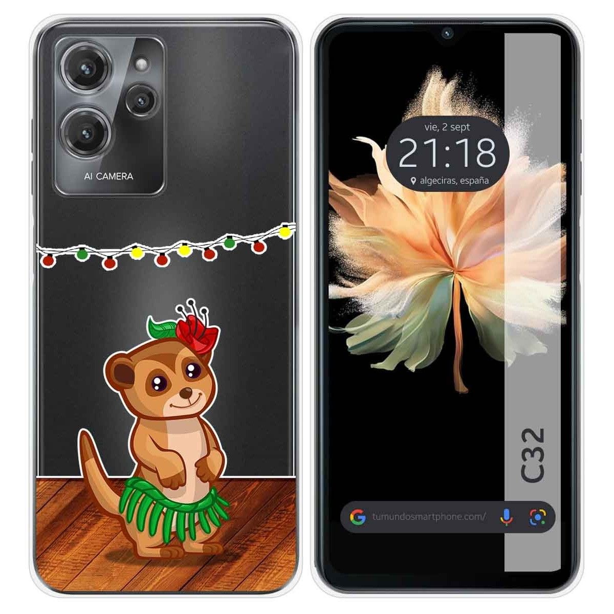 Funda Silicona Transparente para Oukitel C32 diseño Suricata Dibujos