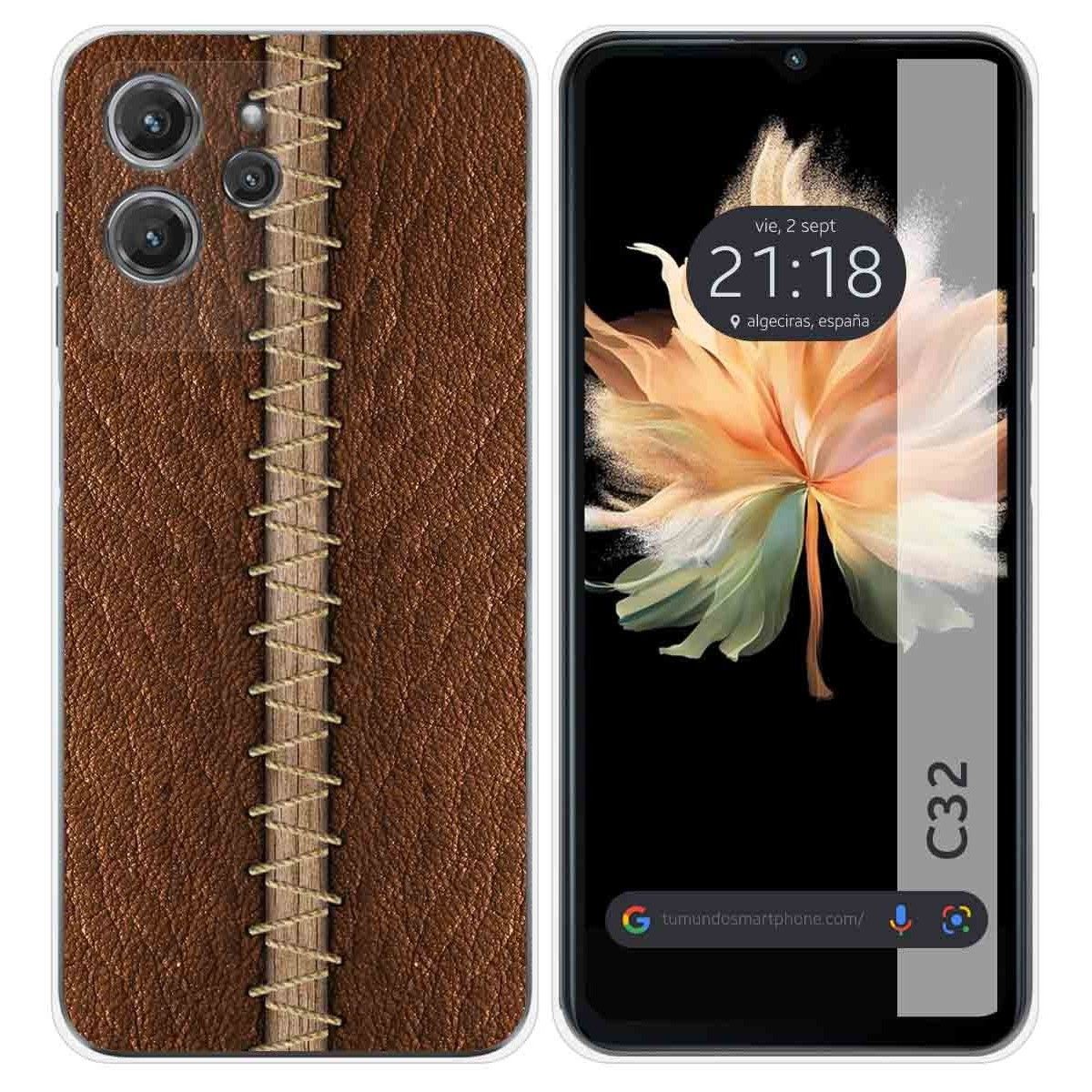 Funda Silicona para Oukitel C32 diseño Cuero 01 Dibujos