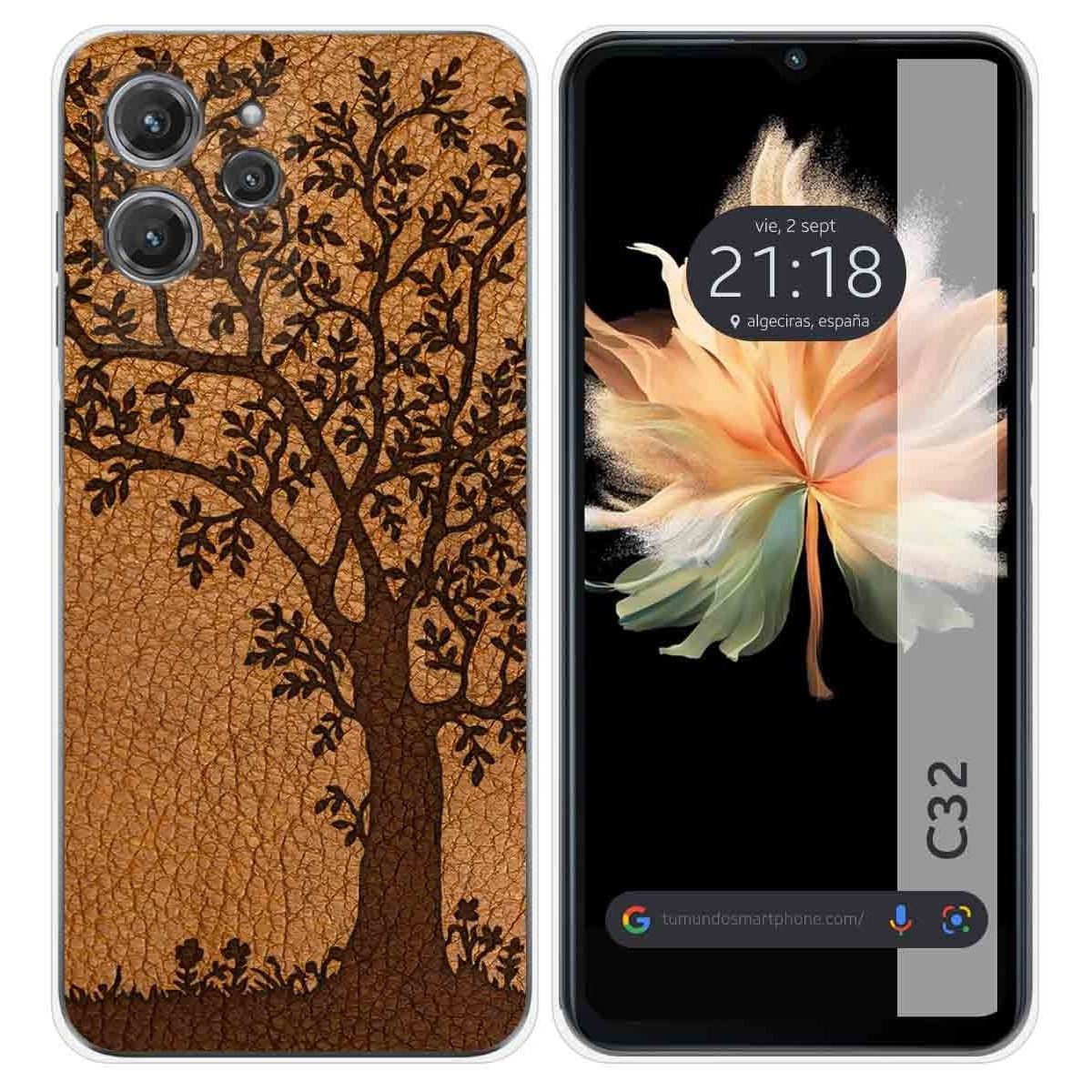 Funda Silicona para Oukitel C32 diseño Cuero 03 Dibujos