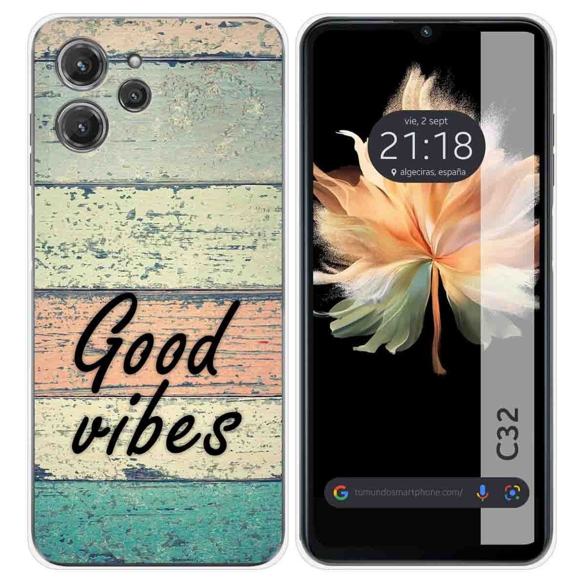 Funda Silicona para Oukitel C32 diseño Madera 01 Dibujos