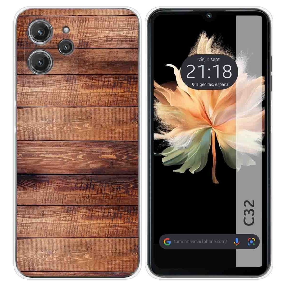 Funda Silicona para Oukitel C32 diseño Madera 02 Dibujos