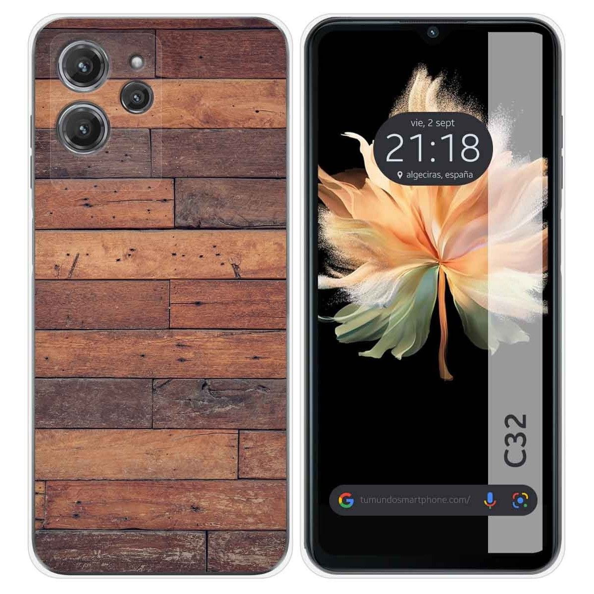 Funda Silicona para Oukitel C32 diseño Madera 03 Dibujos