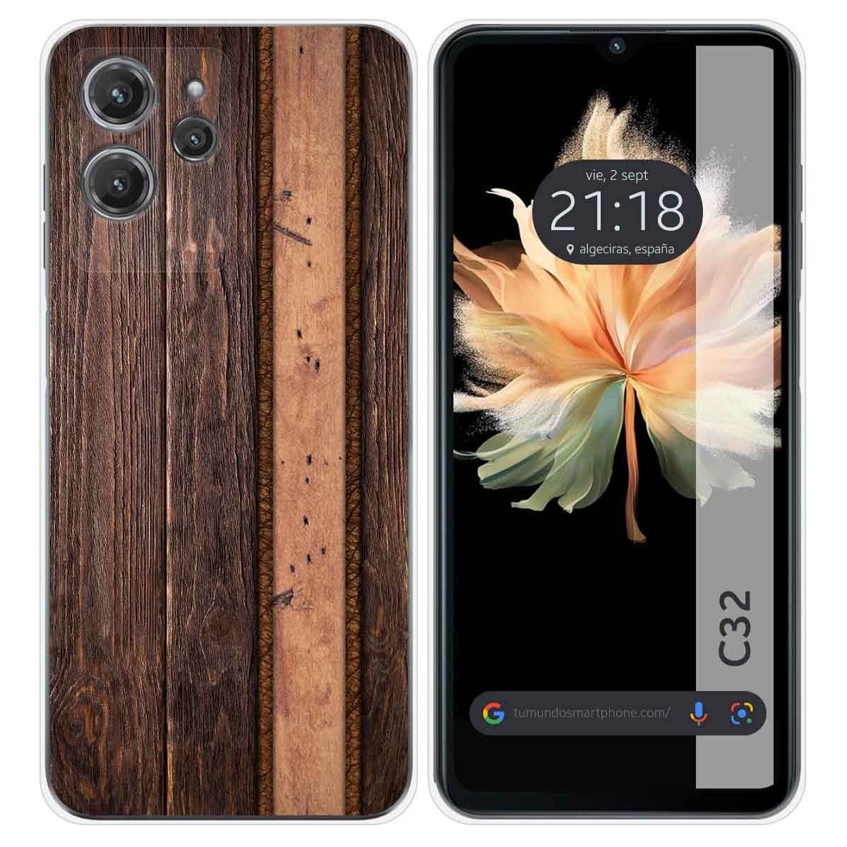 Funda Silicona para Oukitel C32 diseño Madera 05 Dibujos