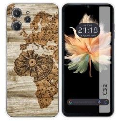 Funda Silicona para Oukitel C32 diseño Madera 07 Dibujos