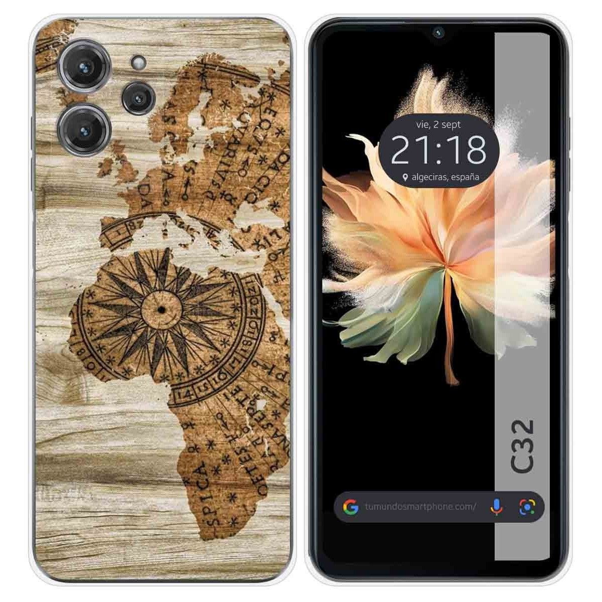 Funda Silicona para Oukitel C32 diseño Madera 07 Dibujos