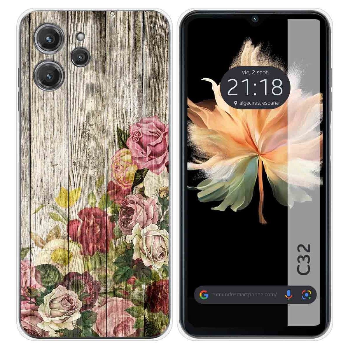 Funda Silicona para Oukitel C32 diseño Madera 08 Dibujos