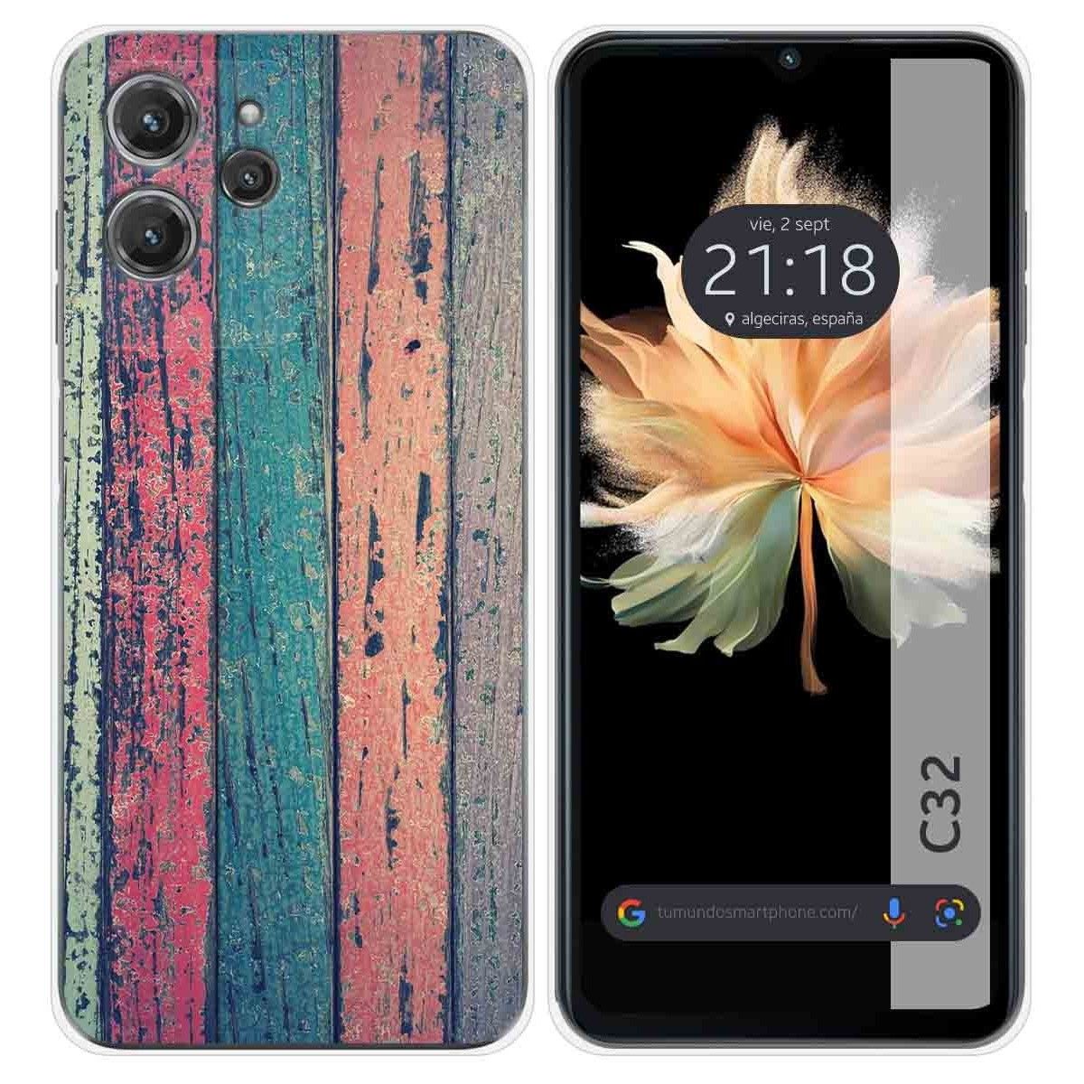 Funda Silicona para Oukitel C32 diseño Madera 10 Dibujos