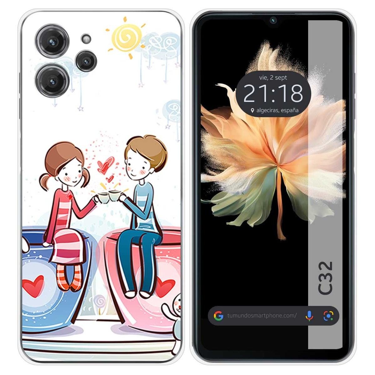 Funda Silicona para Oukitel C32 diseño Café Dibujos