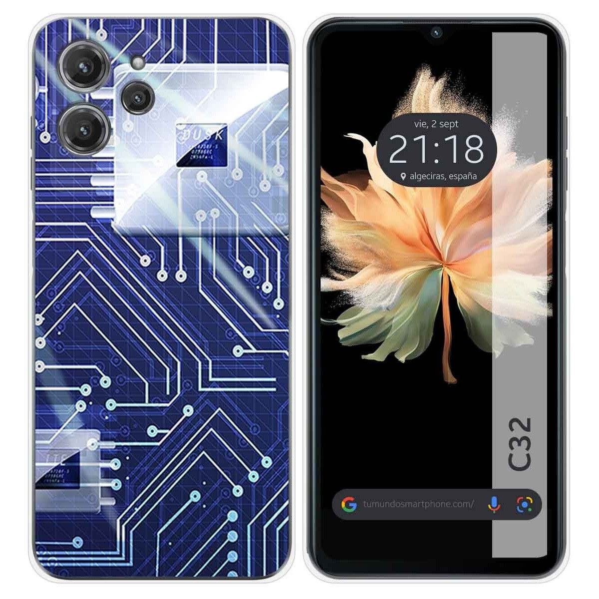 Funda Silicona para Oukitel C32 diseño Circuito Dibujos