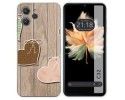 Funda Silicona para Oukitel C32 diseño Corazones Madera Dibujos