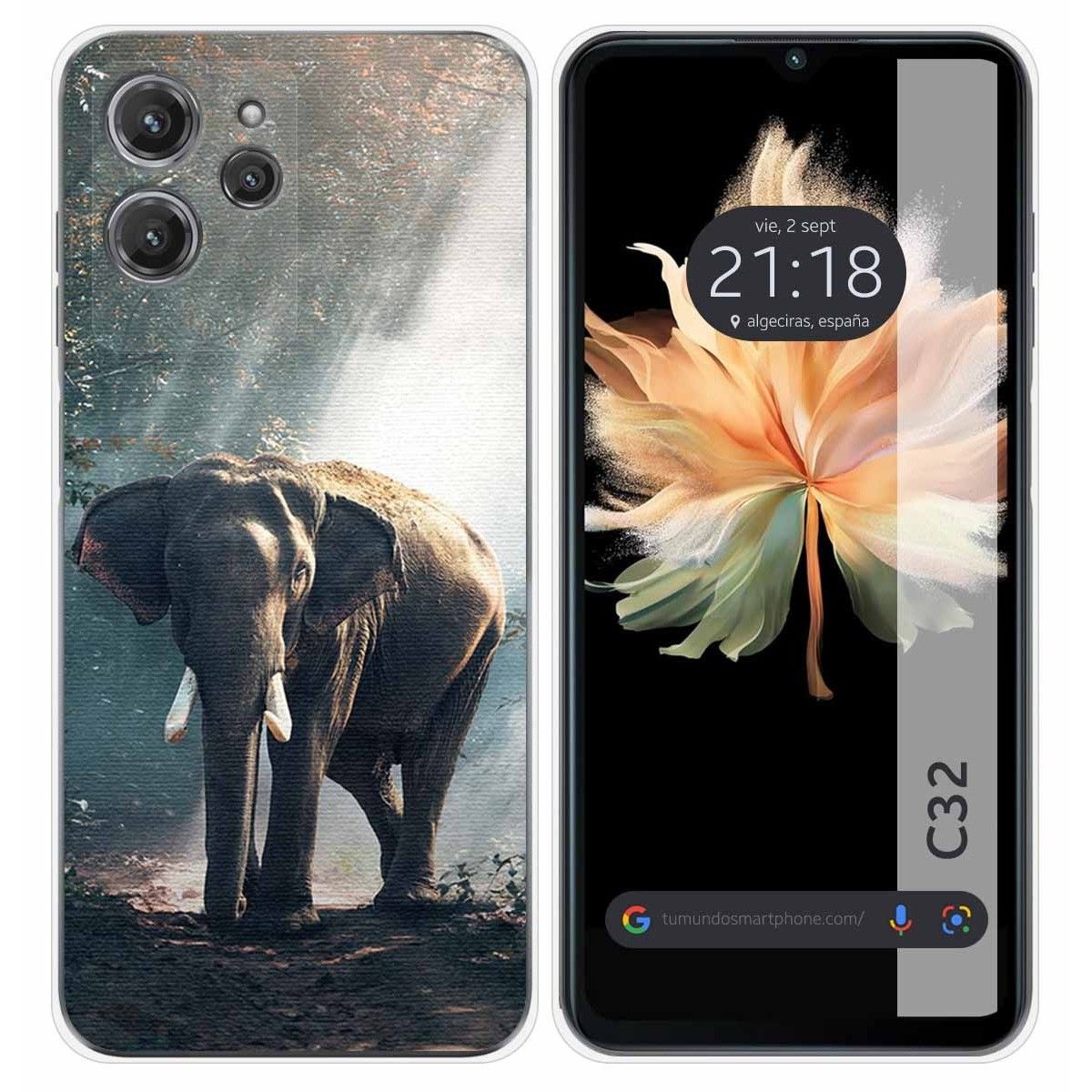 Funda Silicona para Oukitel C32 diseño Elefante Dibujos
