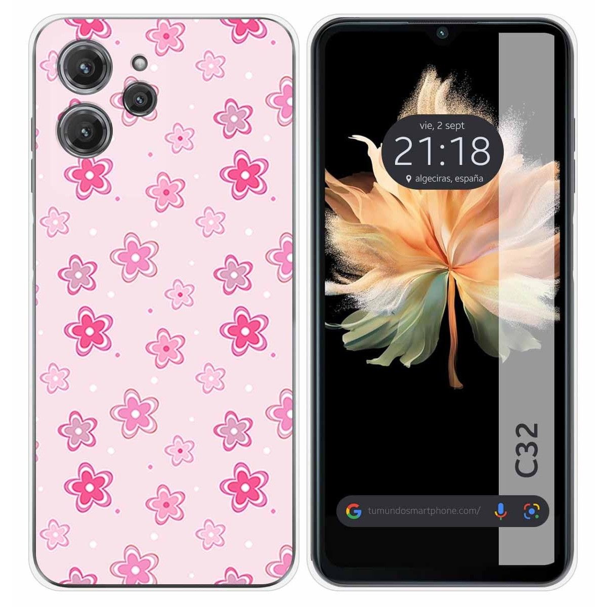 Funda Silicona para Oukitel C32 diseño Flores Dibujos