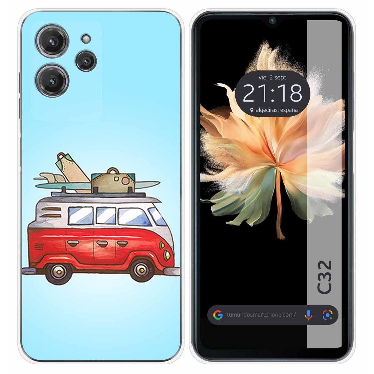Funda Silicona para Oukitel C32 diseño Furgoneta Dibujos