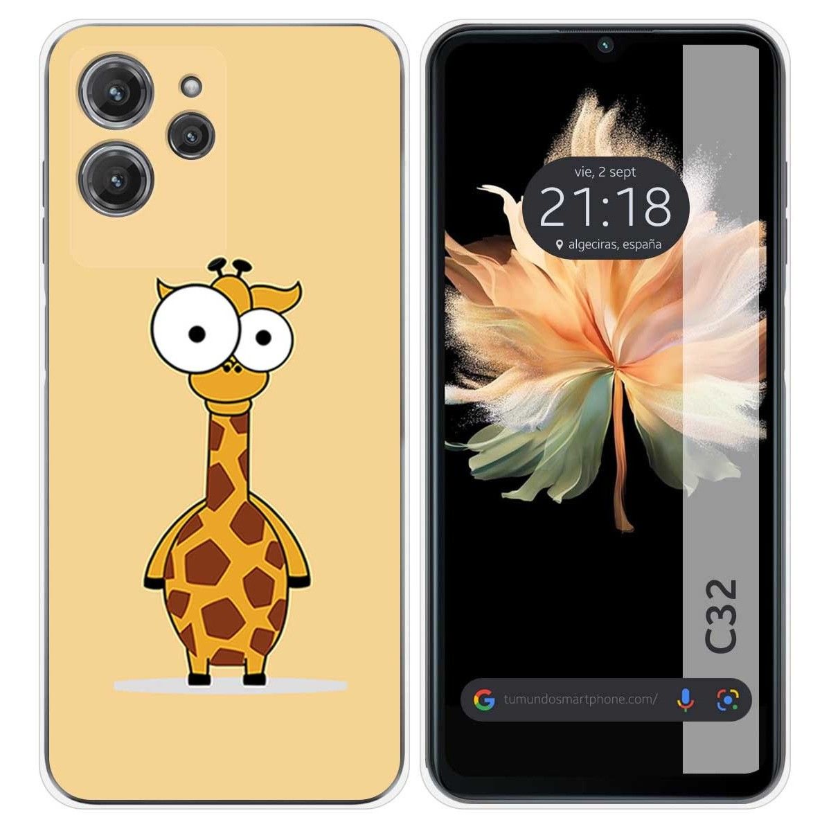 Funda Silicona para Oukitel C32 diseño Jirafa Dibujos