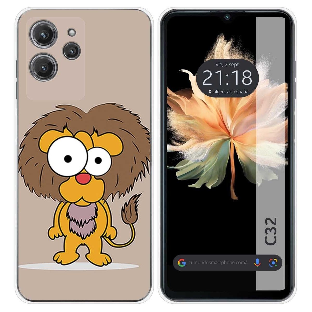 Funda Silicona para Oukitel C32 diseño Leon Dibujos