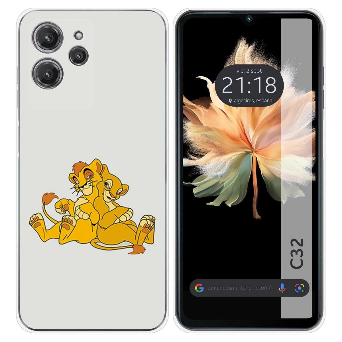 Funda Silicona para Oukitel C32 diseño Leones Dibujos