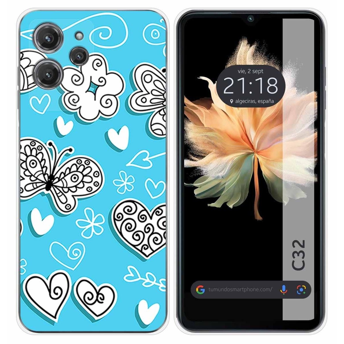 Funda Silicona para Oukitel C32 diseño Mariposas Dibujos
