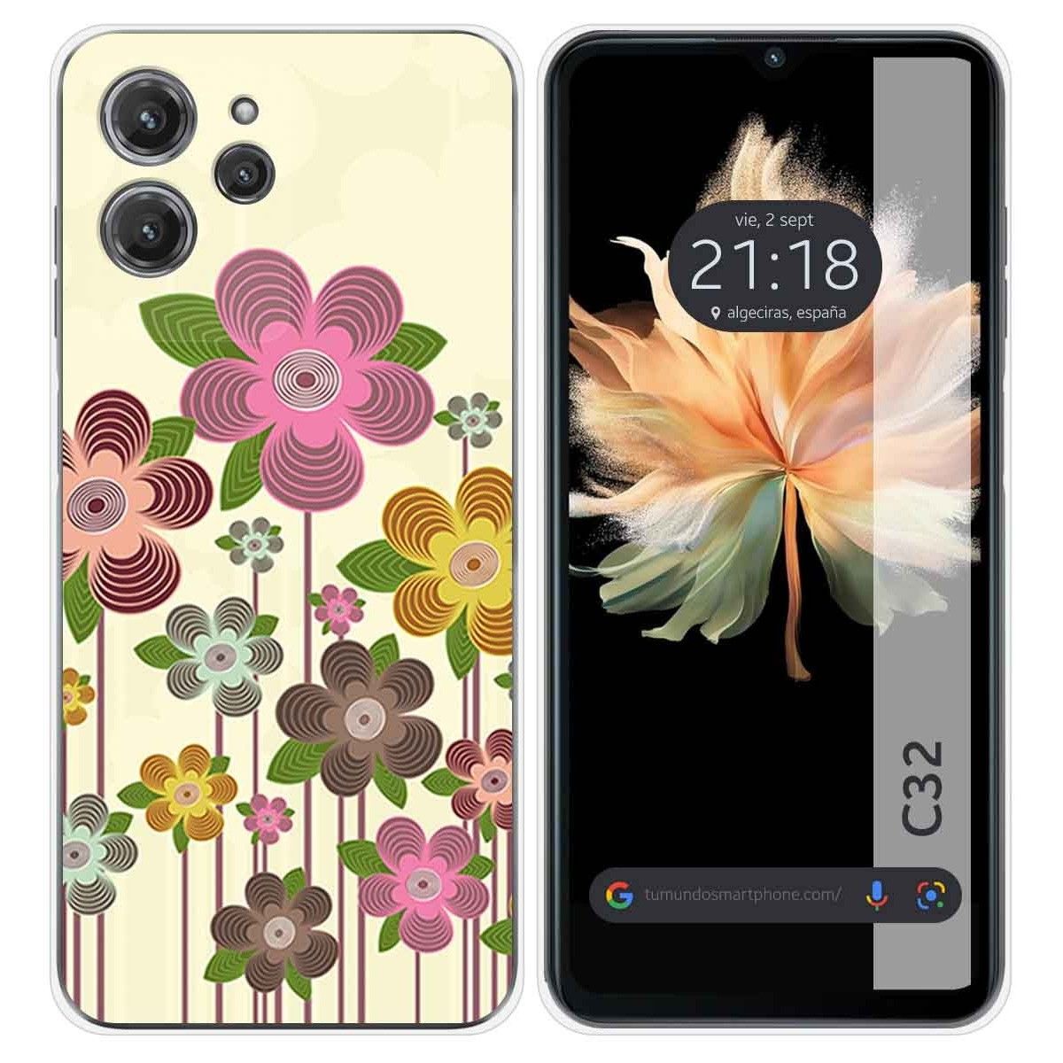 Funda Silicona para Oukitel C32 diseño Primavera En Flor Dibujos
