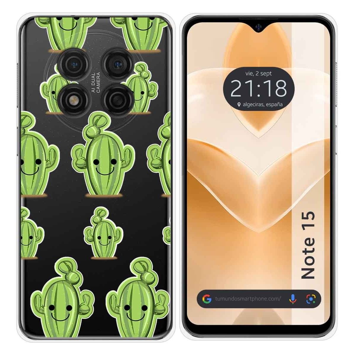 Funda Silicona Transparente para Ulefone Note 15 diseño Cactus Dibujos