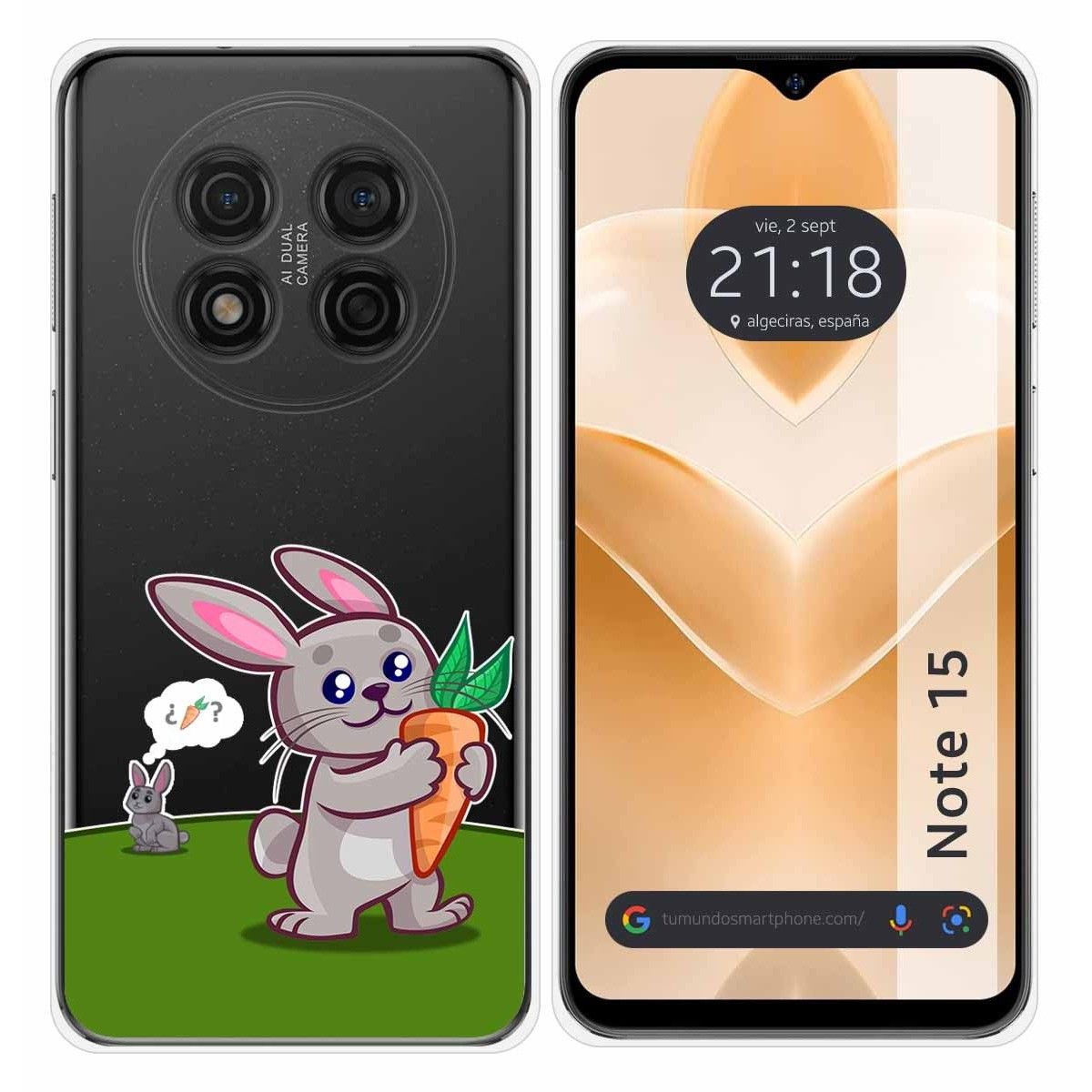 Funda Silicona Transparente para Ulefone Note 15 diseño Conejo Dibujos