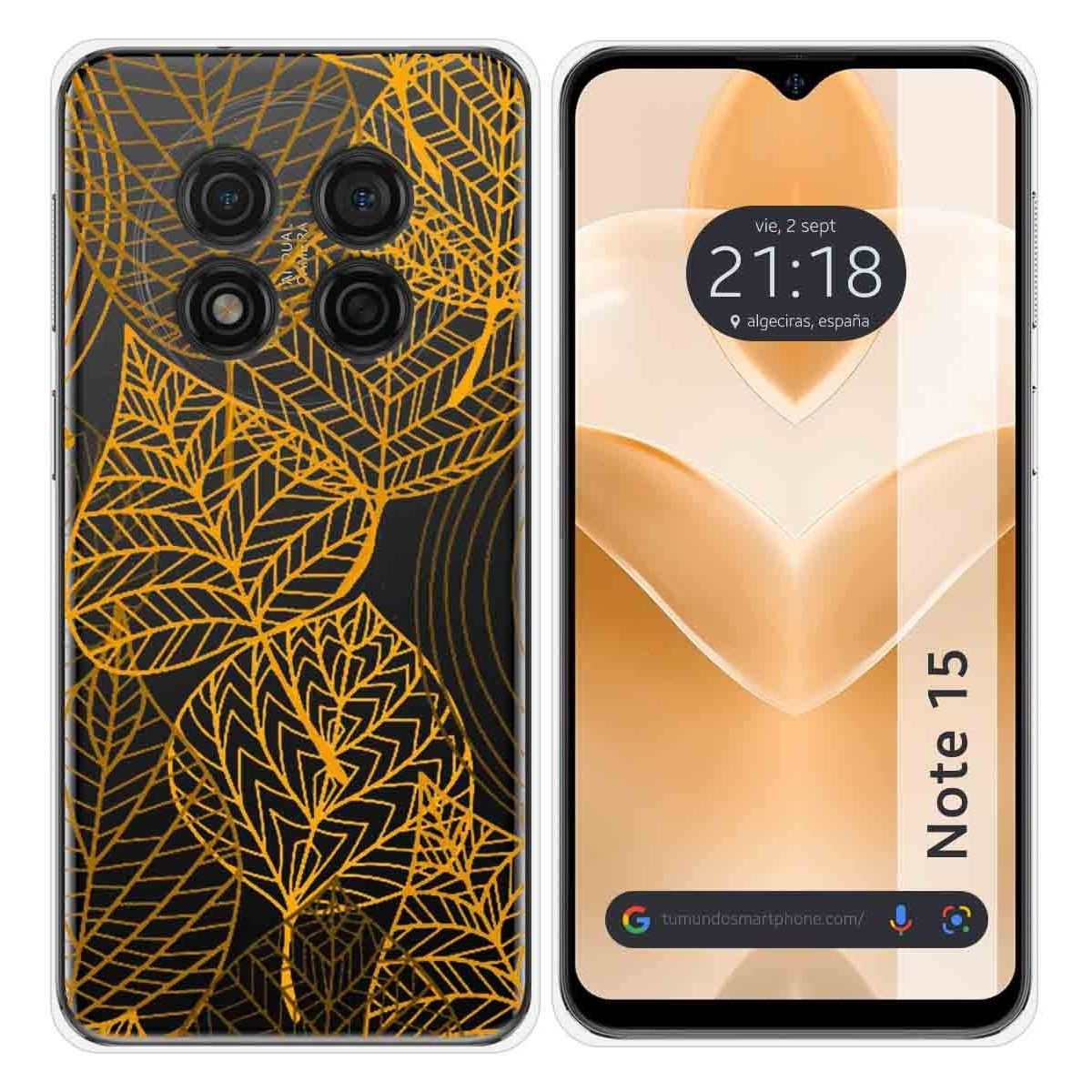 Funda Silicona Transparente para Ulefone Note 15 diseño Hojas Dibujos