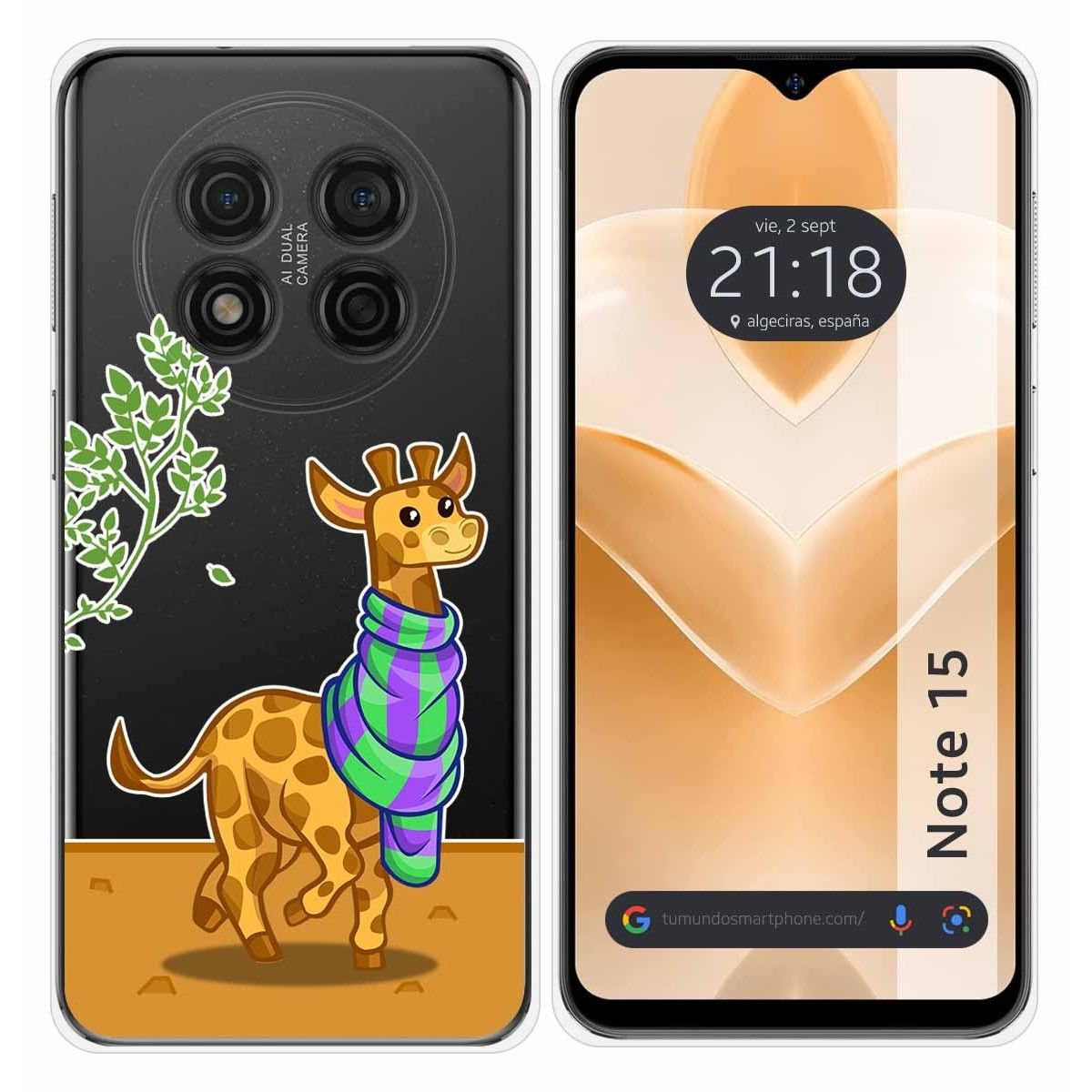 Funda Silicona Transparente para Ulefone Note 15 diseño Jirafa Dibujos