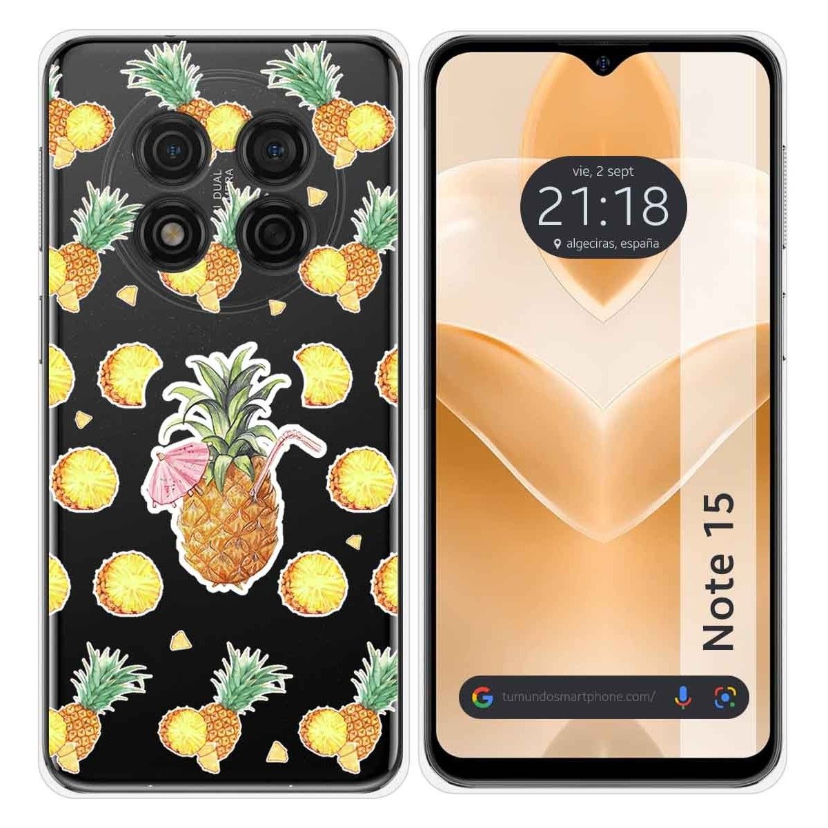 Funda Silicona Transparente para Ulefone Note 15 diseño Piña Dibujos
