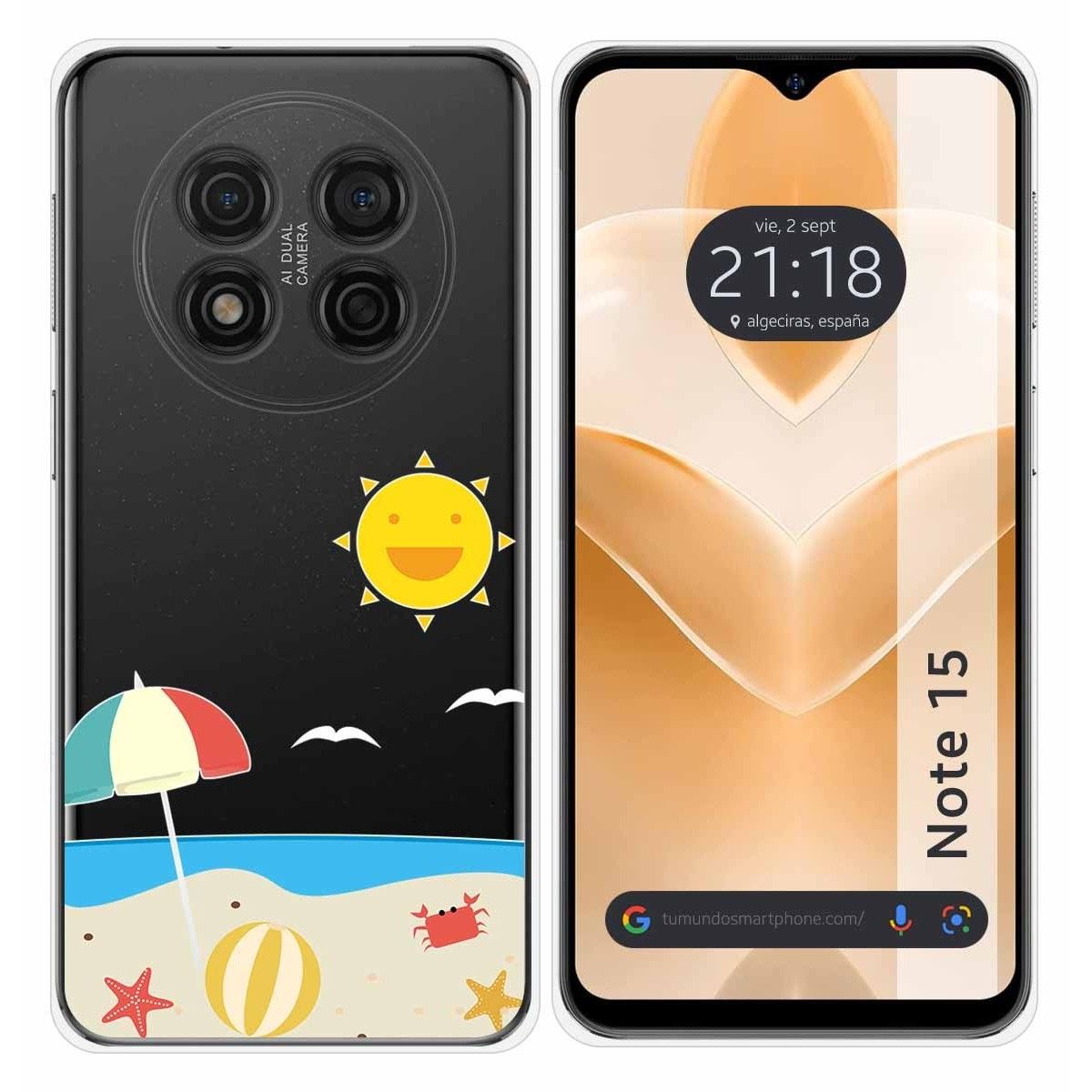 Funda Silicona Transparente para Ulefone Note 15 diseño Playa Dibujos