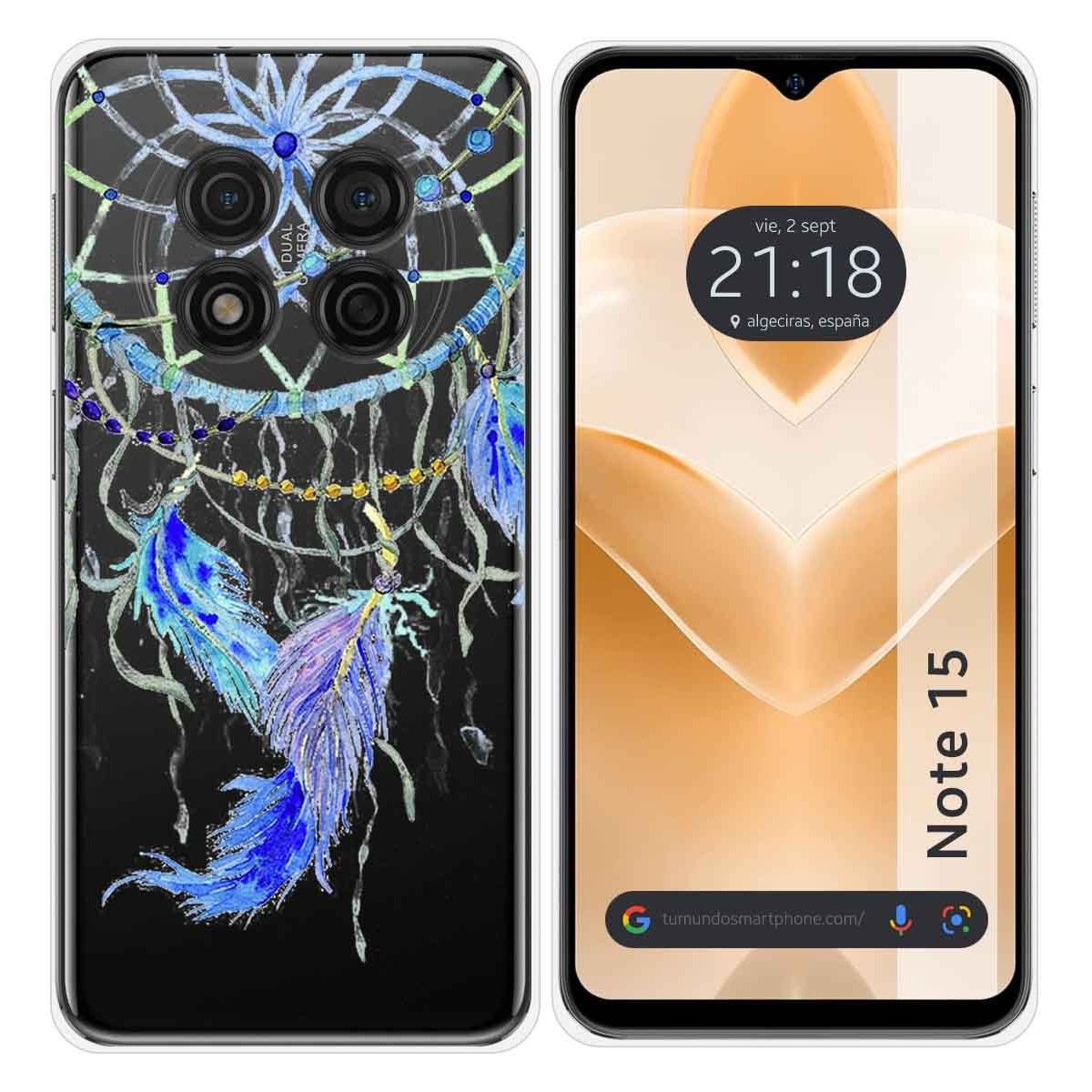 Funda Silicona Transparente para Ulefone Note 15 diseño Plumas Dibujos
