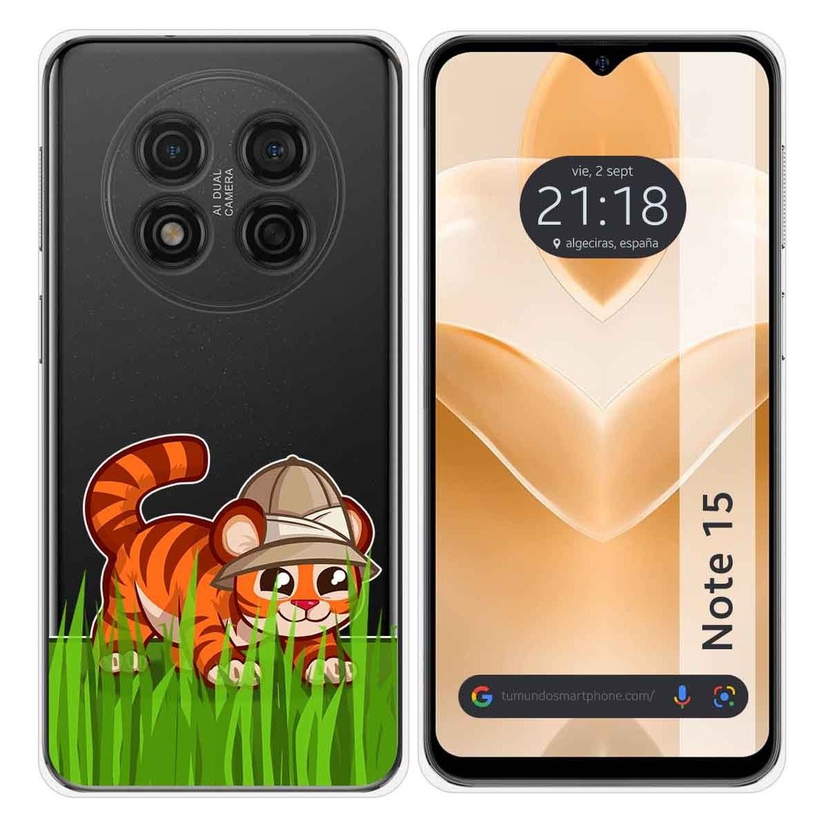 Funda Silicona Transparente para Ulefone Note 15 diseño Tigre Dibujos
