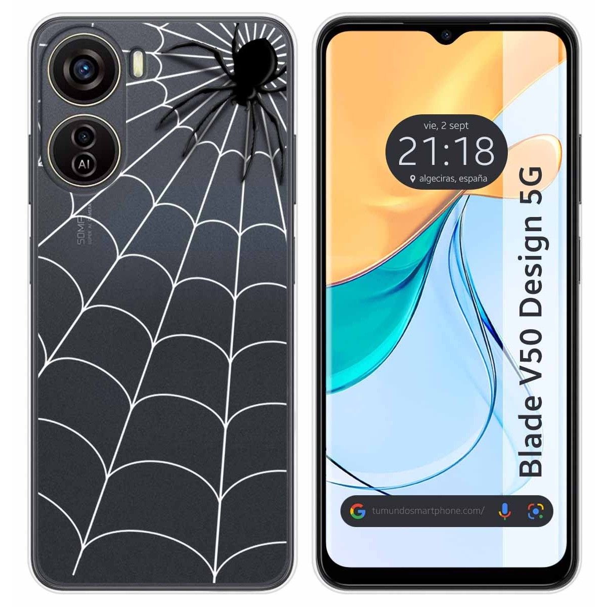 Funda Silicona Transparente para Zte Blade V50 Design 5G diseño Araña Dibujos