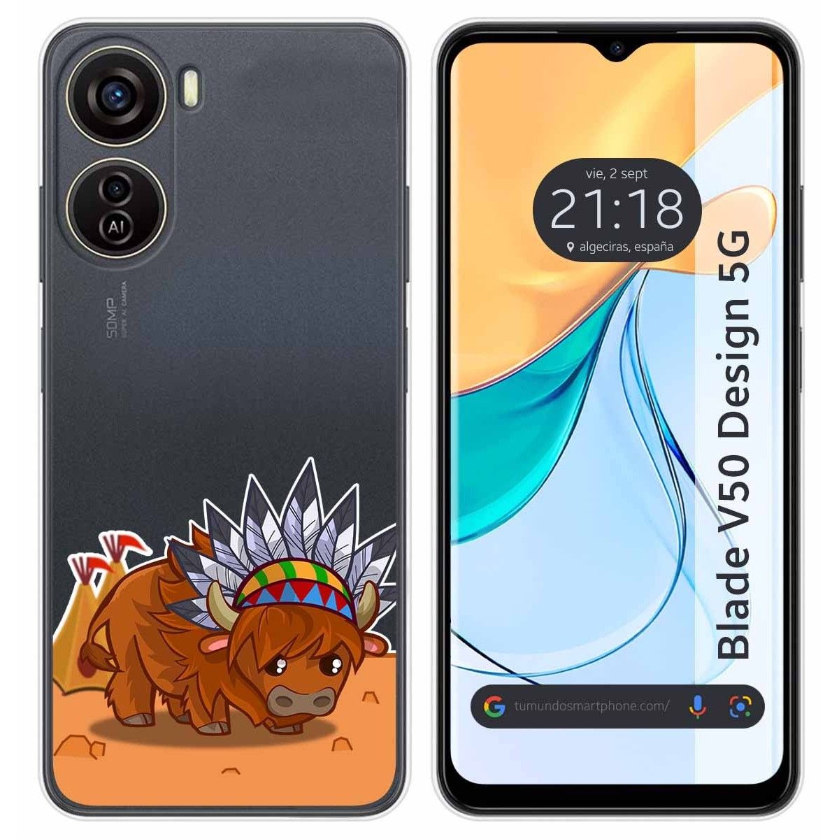Funda Silicona Transparente para Zte Blade V50 Design 5G diseño Bufalo Dibujos