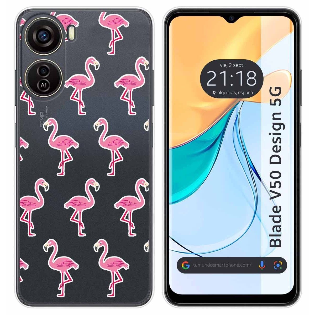 Funda Silicona Transparente para Zte Blade V50 Design 5G diseño Flamenco Dibujos