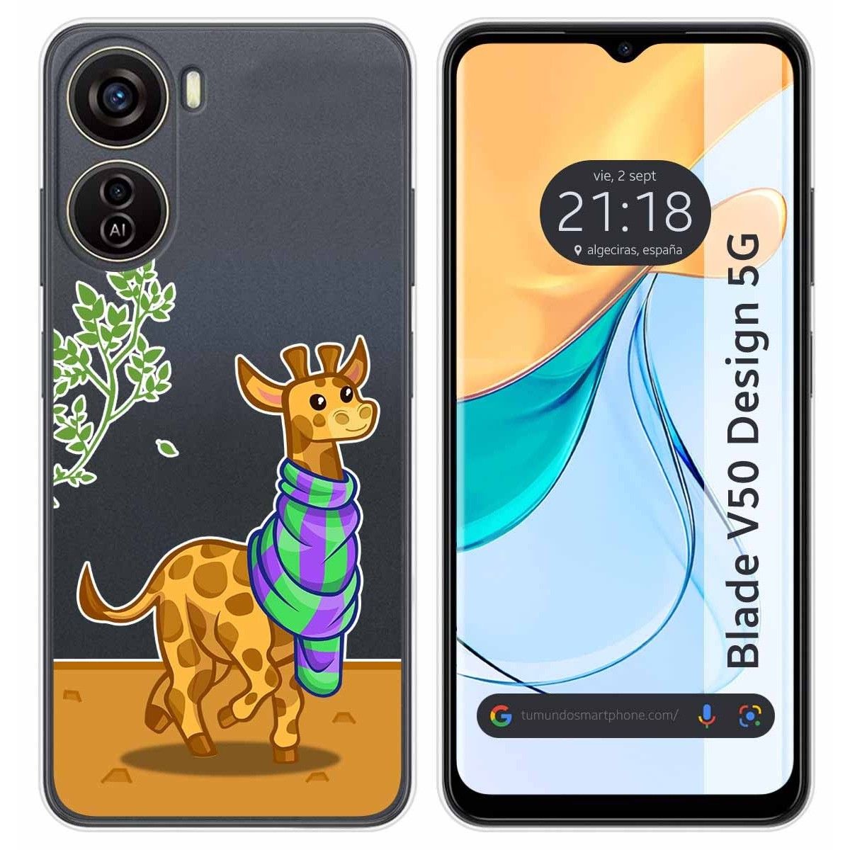 Funda Silicona Transparente para Zte Blade V50 Design 5G diseño Jirafa Dibujos