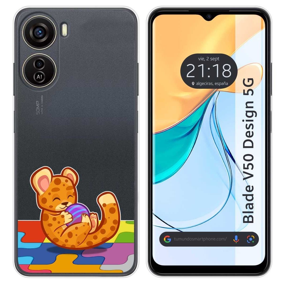 Funda Silicona Transparente para Zte Blade V50 Design 5G diseño Leopardo Dibujos