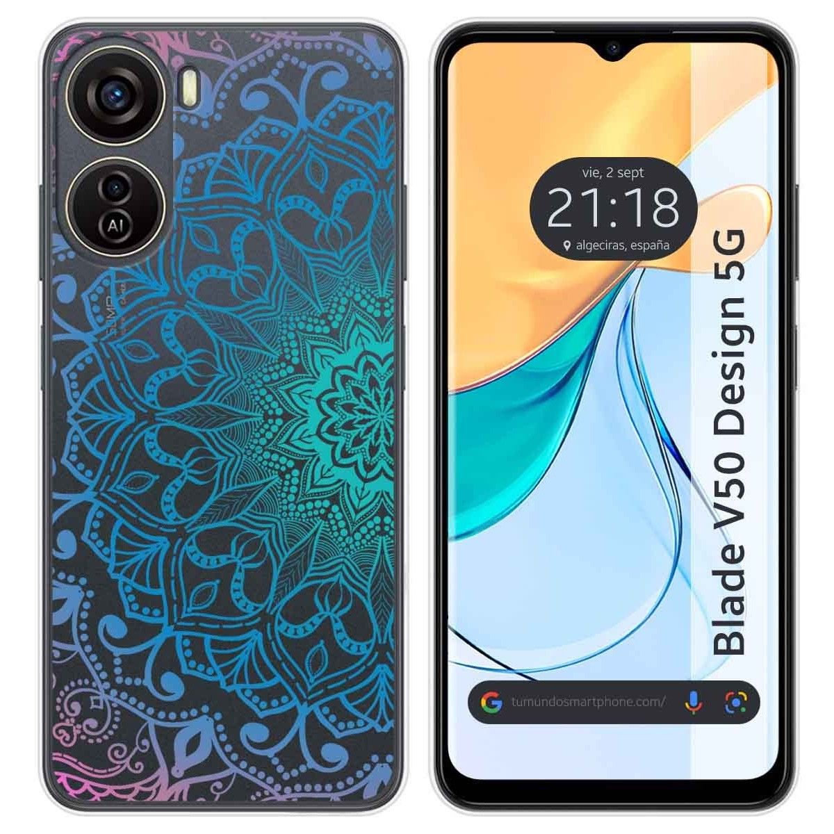Funda Silicona Transparente para Zte Blade V50 Design 5G diseño Mandala Dibujos