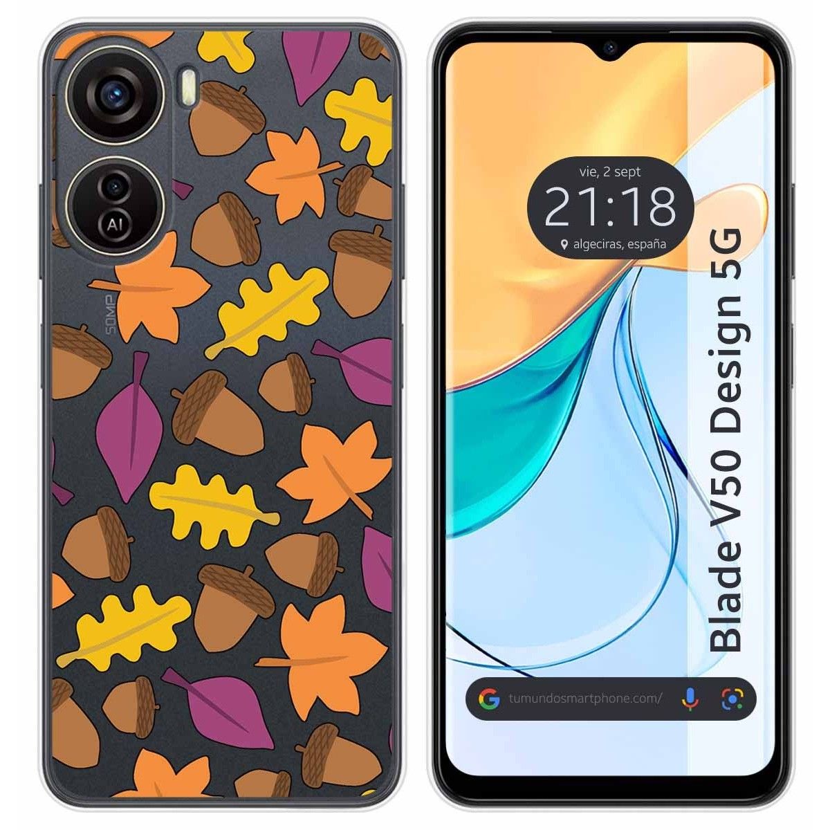 Funda Silicona Transparente para Zte Blade V50 Design 5G diseño Otoño Dibujos