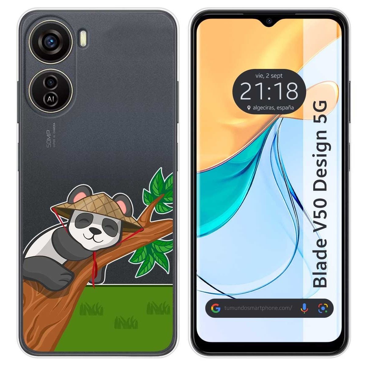Funda Silicona Transparente para Zte Blade V50 Design 5G diseño Panda Dibujos
