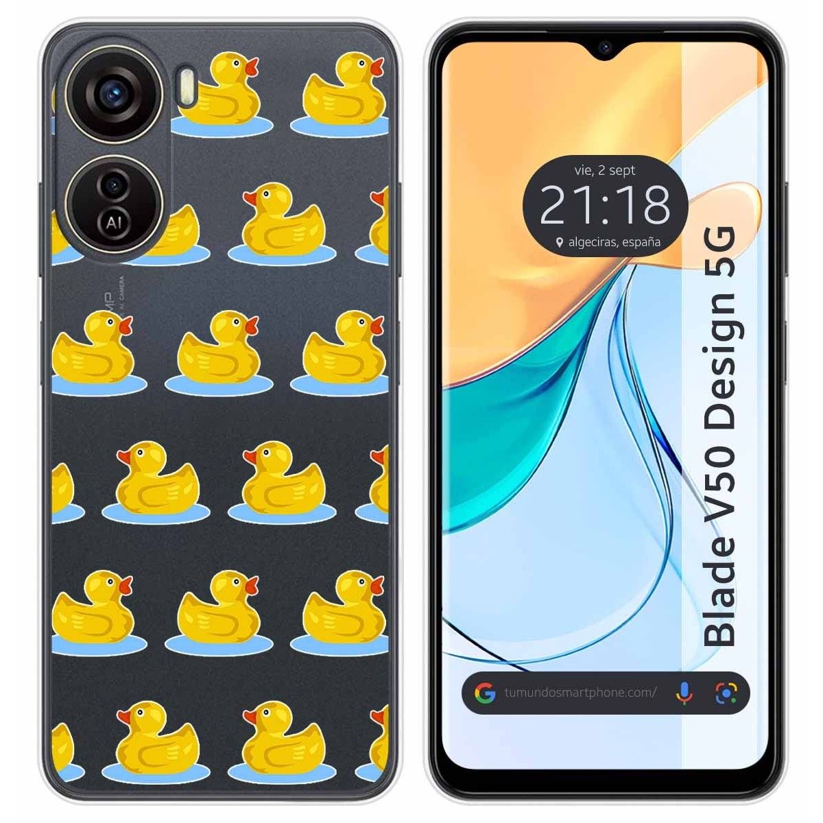 Funda Silicona Transparente para Zte Blade V50 Design 5G diseño Pato Dibujos