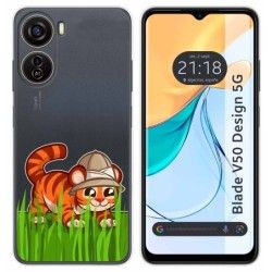Funda Silicona Transparente para Zte Blade V50 Design 5G diseño Tigre Dibujos