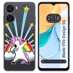 Funda Silicona Transparente para Zte Blade V50 Design 5G diseño Unicornio Dibujos