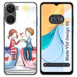 Funda Silicona para Zte Blade V50 Design 5G diseño Café Dibujos