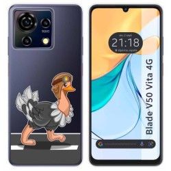 Funda Silicona Transparente para Zte Blade V50 Vita 4G diseño Avestruz Dibujos